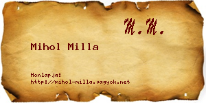 Mihol Milla névjegykártya